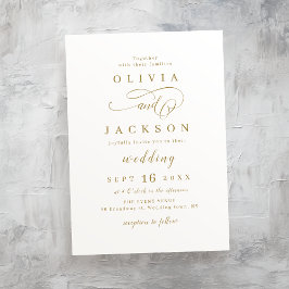 Invitación Boda de escritura romántico simple y dorado
