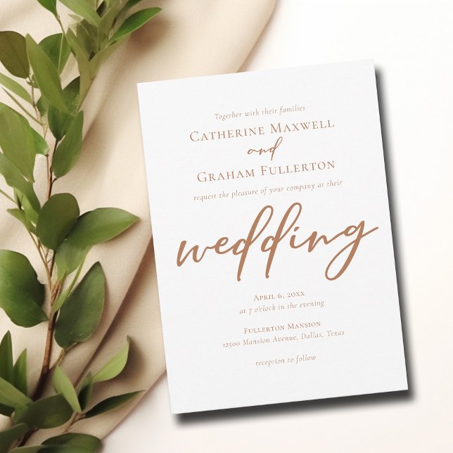 Invitación Boda de escritura simple de Sienna Brown (Subido por el creador)