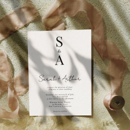 Invitación Boda de escritura y monograma moderno y elegante