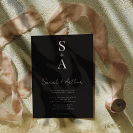 Invitación Boda de escritura y monograma moderno y elegante