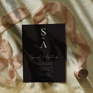 Invitación Boda de escritura y monograma moderno y elegante