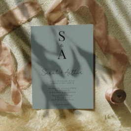 Invitación Boda de escritura y monograma moderno y elegante