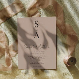 Invitación Boda de escritura y monograma moderno y elegante