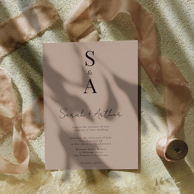 Invitación Boda de escritura y monograma moderno y elegante (Subido por el creador)