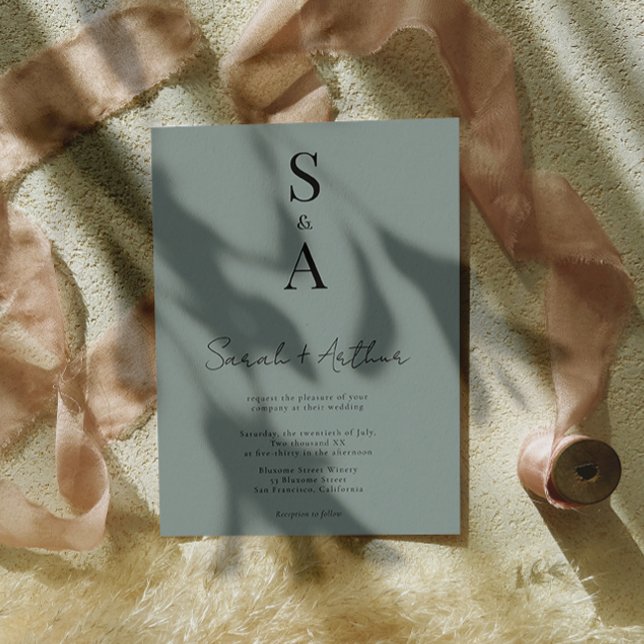 Invitación Boda de escritura y monograma moderno y elegante (Subido por el creador)