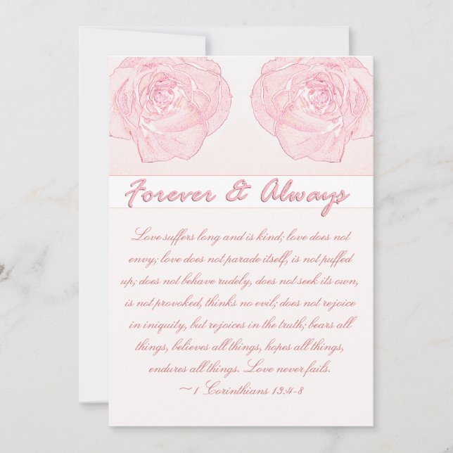 Invitación Boda de Escrituras para siempre y Rosa (Anverso)