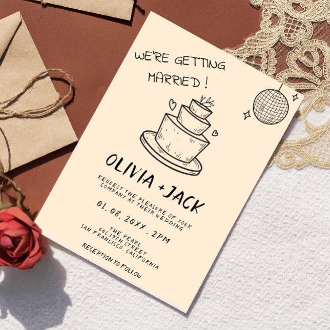 Invitación Boda de escrúpulos dibujados a mano retro (Subido por el creador)