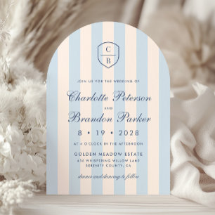 Invitación Boda de Escudo de bandas azul cielo