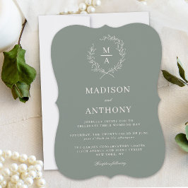 Invitación Boda de Escudo de monograma elegante y hondo