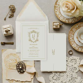 Invitación Boda de Escudo de Vintage de Dinero Antiguo Blanco