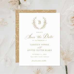 Invitación Boda de Escudo en monograma Laurel Wreath Save the