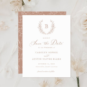 Invitación Boda de Escudo en monograma Laurel Wreath Save the