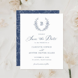 Invitación Boda de Escudo en monograma Laurel Wreath Save the