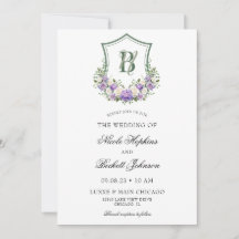 Boda de Escudo morado floral blanco