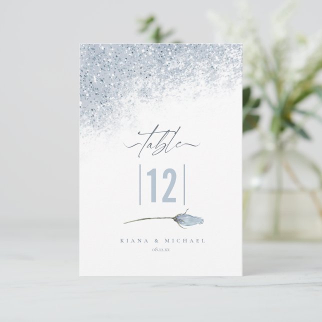 Invitación Boda de espárragos florales Número de tabla ID889  (Anverso de pie)