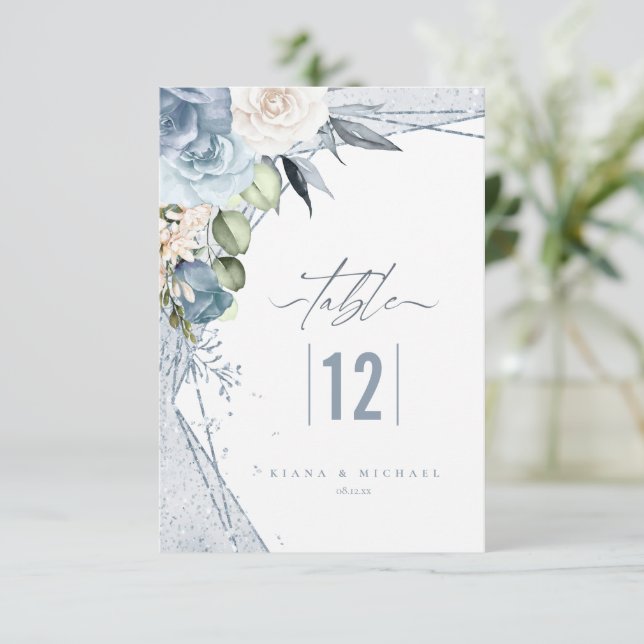 Invitación Boda de espárragos florales Número de tabla ID889 (Anverso de pie)