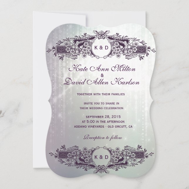 Invitación Boda de espárragos morados de origen francés (Anverso)