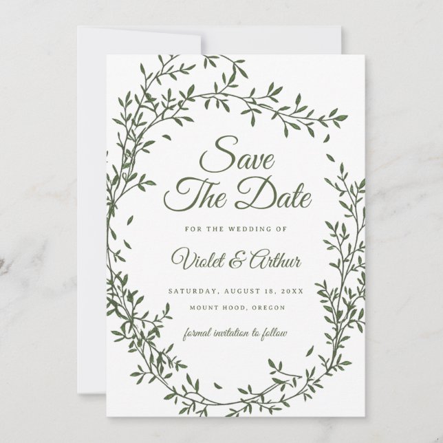 Invitación Boda De Espiga Botánica Salva La Fecha (Anverso)