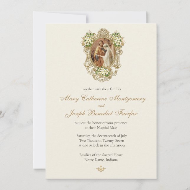Invitación Boda de Esponsales Católicos Tradicionales (Anverso)