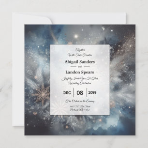 Invitación Boda de espuma de invierno celestial de medianoche