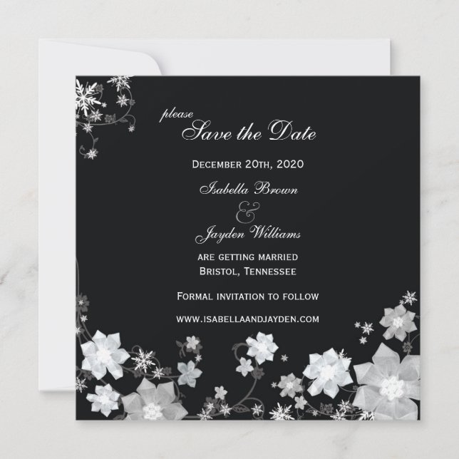 Invitación Boda de espuma de invierno Guardar la fecha (Anverso)