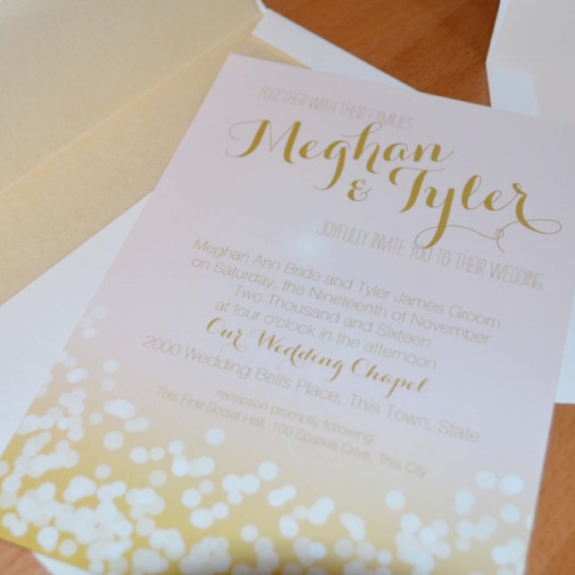 Invitación Boda de espuma rosa y dorada de Rubor (Subido por el creador)