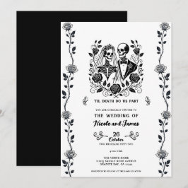 Invitación Boda de esqueleto floral de rosa de parra blanco n