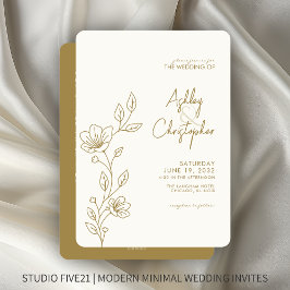 Invitación Boda de esquema de follaje de oro moderno