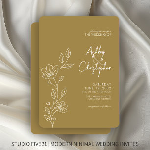 Invitación Boda de esquema de follaje de oro moderno