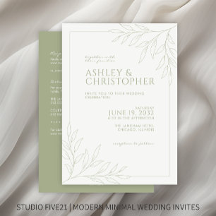 Invitación Boda de esquema de follaje de sabios moderno todo 