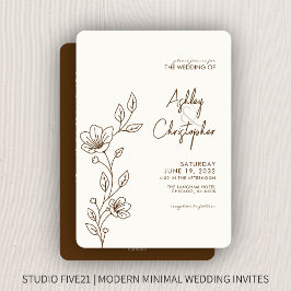 Invitación Boda de esquema de follaje marrón moderno todo en 