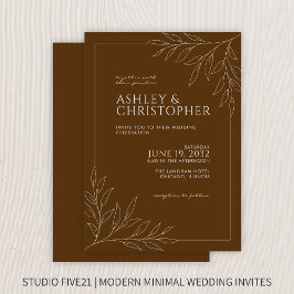 Invitación Boda de esquema de follaje marrón nogal moderno