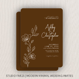 Invitación Boda de esquema de follaje marrón nogal moderno