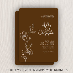 Invitación Boda de esquema de follaje marrón nogal moderno