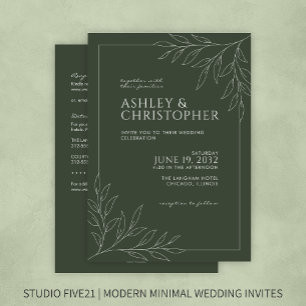 Invitación Boda de esquema de follaje verde moderno