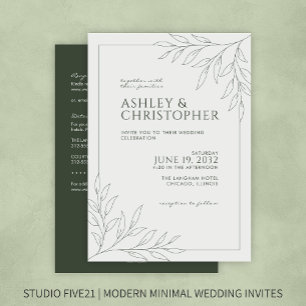 Invitación Boda de esquema de follaje verde moderno