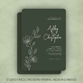 Invitación Boda de esquema de follaje verde oscuro moderno