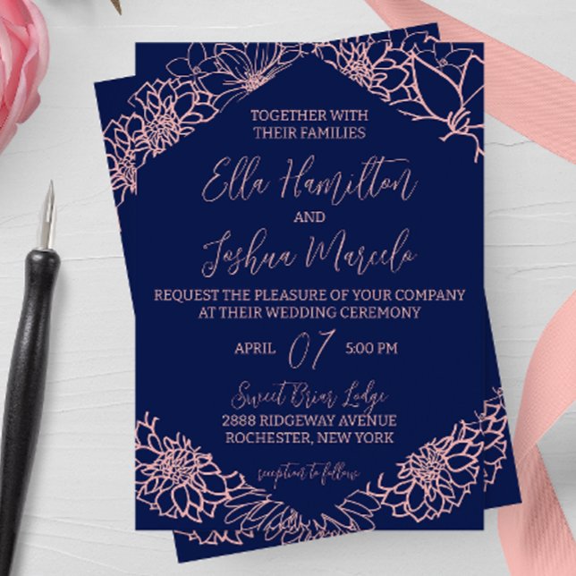 Invitación Boda de esquema floral rosa (Subido por el creador)