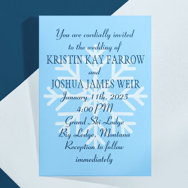 Invitación Boda de esquiadores de copos de nieve hielo-azul