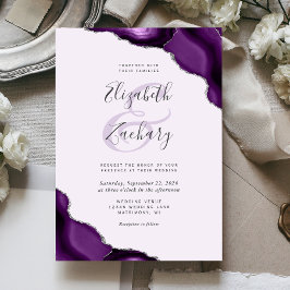 Invitación Boda de Esquina de Ágata Plateada Púrpura Pastel