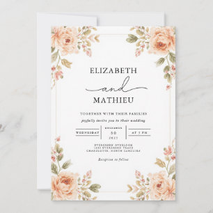 Invitación Boda de esquina floral de la cubierta suave