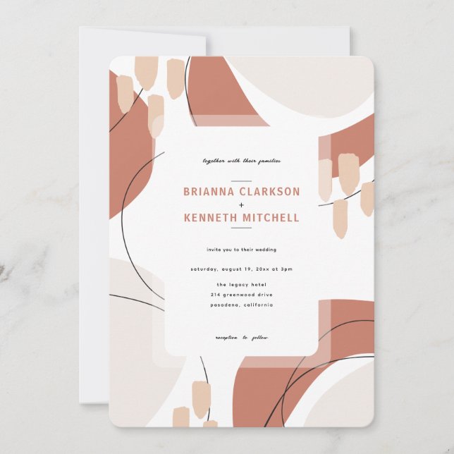 Invitación Boda de esquina redondeada de barro de barro moder (Anverso)