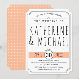 Invitación Boda de esquinas invertidas de melocotón tipográfi