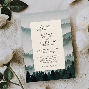 Invitación Boda de estética acuarela bosques naturaleza fores