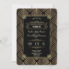 Invitación Boda de estilo Art Deco Black Gatsby de los años 2