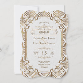Invitación Boda de estilo Art Deco Blanco Gatsby 20