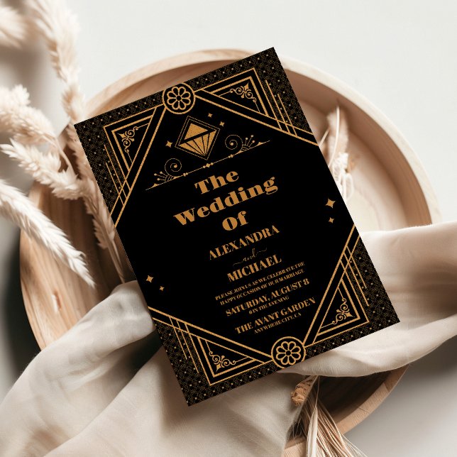 Invitación Boda de estilo Art Deco con elegancia geométrica d (Subido por el creador)