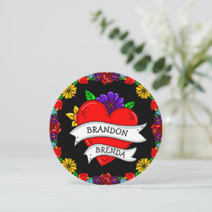 Invitación Boda de estilo artístico de graffiti tatuaje