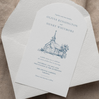 Invitación Boda de estilo artístico de la iglesia minimalista