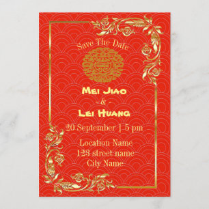 Invitación Boda de estilo chino en rojo